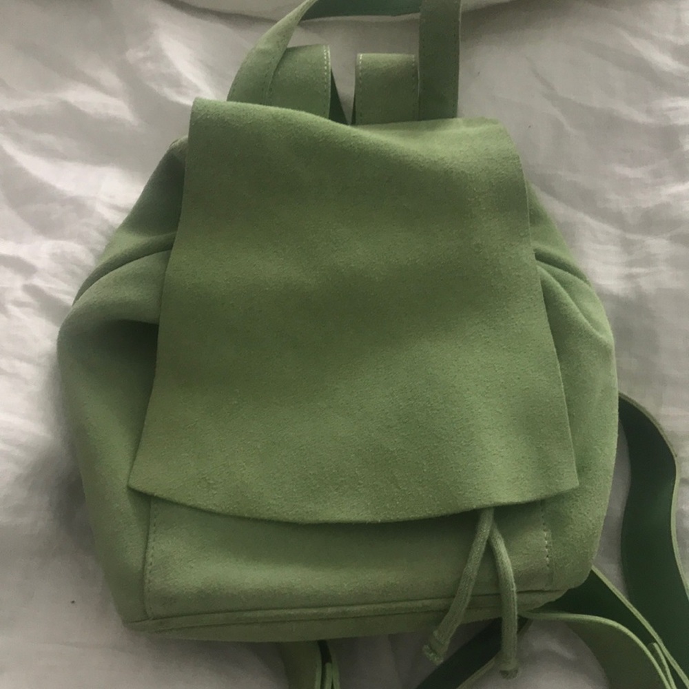 green suede mini backpack